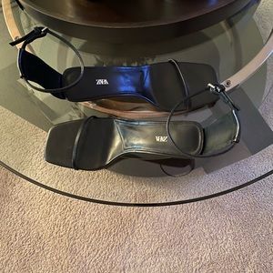 Zara Minimalist Heeled Leather Sandals